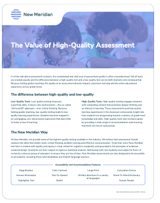 The Value of High-Quality Assessment